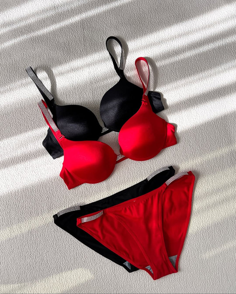 Flourish High Quality Wired Rhinestone Straps Bra .