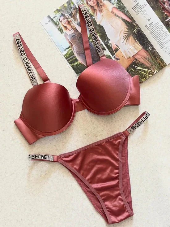 Victoria Secret Pink Full Stone Bra Set | Luxury Desires