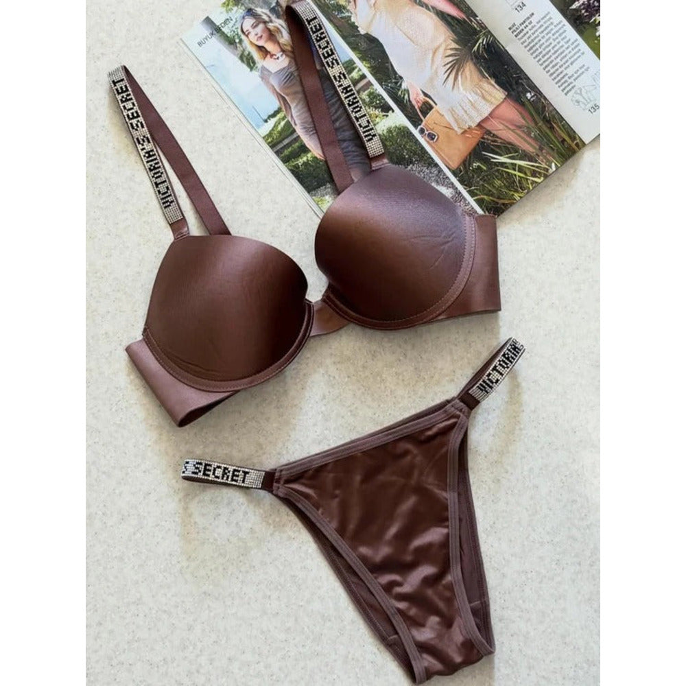 Victoria Secret Brown Full Stone Bra Set | Luxury Desires
