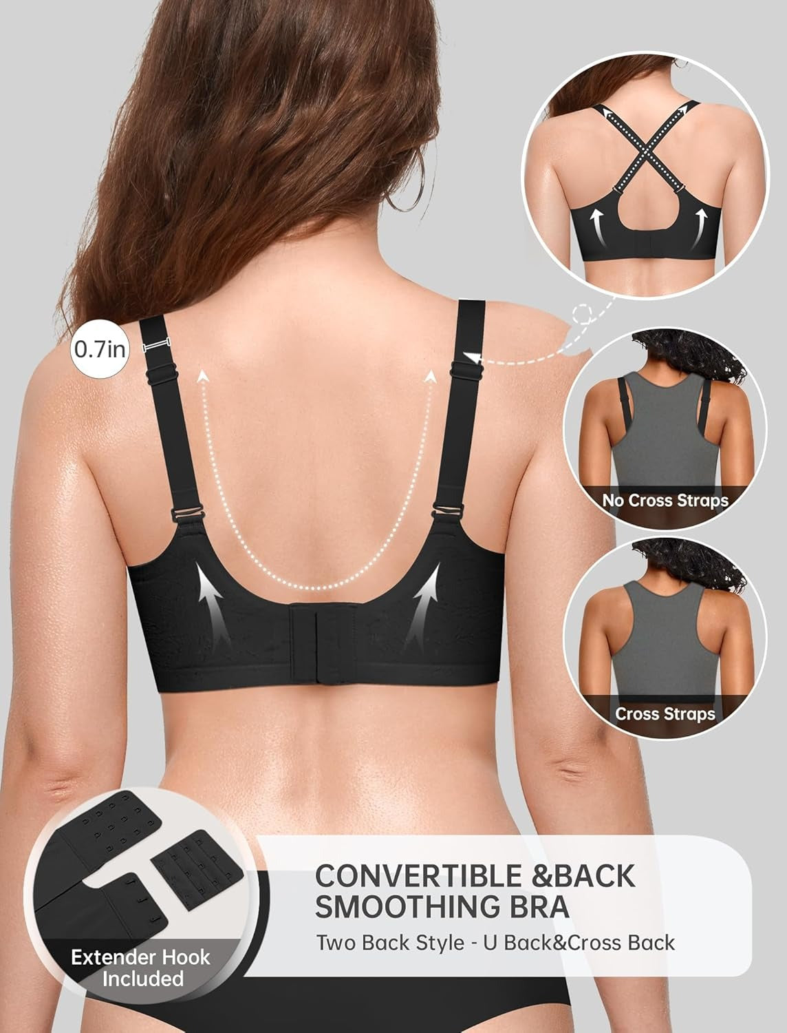 Women’s Seamless T-Shirt Bra – No Underwire, Scalloped Push-Up, Buttery Soft Full Coverage Convertible Everyday Bra