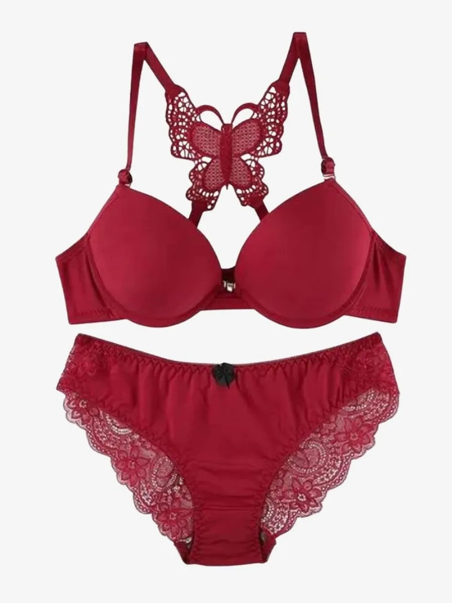 Front Open Butterfly Back Push-Up Bra Set  | Luxury Desires